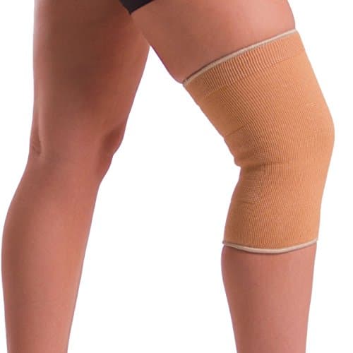 Braceability Elastic Slip-On Cotton Fabric Knee Pain Support Sleeve - XL